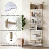 product-fancy-7fe1f617-3c33-4fef-84ed-4dcc126f0bee 6 Tier Industrial Wall Mounted Shelves, White Faux Marble Floating Shelves, Open Storage Display Plant Rack for Living Room Kitchen Bedroom Office
