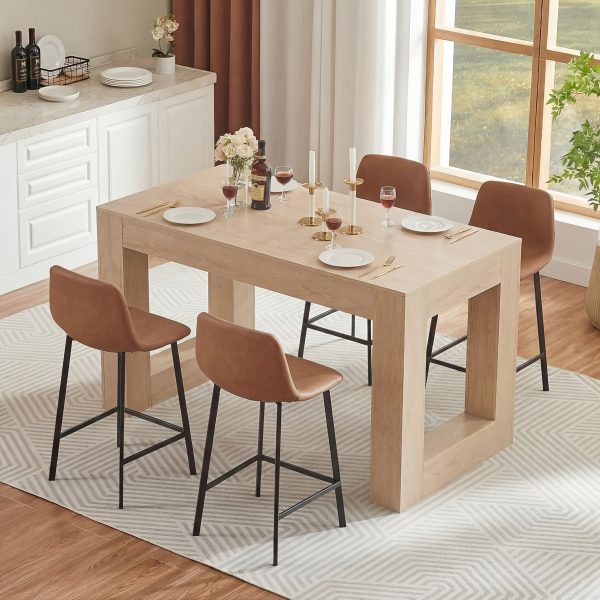 product-fancy-7fe5bbd6-9e54-41a9-a3b6-72325bdc3d61 Andehomy 63" Modern Farmhouse Dining Table Suitable for 4-6 People, Rectangular Kitchen Island Table with Sturdy Legs & MDF Top, Natural Oak, Assembly for Dining Room, Living Room, Kitchen, Space-Saving