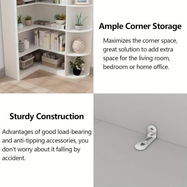 product-fancy-801d0118-86c1-4795-9e40-0641f2921481 Contemporary 71-Inch Tall Bookshelf, a Standalone Corner Unit, Finished in an Elegant White, Offers 6 Levels of Storage with a Complete Backsplash, Ideal for Enhancing The Functional Aesthetics of Your Living Room, Bedroom, And Office