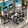 5- And 7pcs Patio Dining Set, Outdoor Table And Chairs, All Weather Furniture with Umbrella Hole for Backyard Garden Deck Lawn Pool