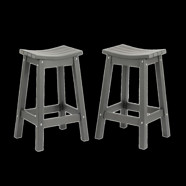 product-fancy-8066d84f-d7c1-4230-87cc-00636ef01c40 2pcs HDPE Bar Stools 24 Inch, Outdoor Counter Height Bar Stools, All-Weather Resistant Patio Stools for Backyard Kitchen Deck, 400 LBS Capacity, Black/Blue/Gray