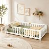 product-fancy-807d6bd9-2740-47a2-a9f6-c68d63cbe250 Twin Toddler Floor Bed, Twin Floor Bed Frames for Girls/Kids/Baby, Floor Bed for Toddlers 1-3 Years Old, Floor Bed with Rails & Lockable Door, Twin Size Floor Bed - White