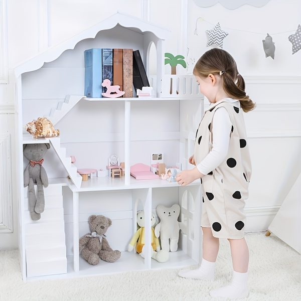 product-fancy-807e156f-4f7f-4597-957e-8e6968c4eea7 3-Tier Freestanding Wooden Storage Shelf Bookshef, Multi-Purpose Organizer for Kitchen, Living Room, Home Decor, White Space-Saving Standing Book Shelf, Bookcase Dollhouse Perfect Display Storage, Kids Playhouse