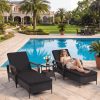 [3pcs Wicker Chaise Set] LEVELEVE 3pcs Outdoor Wicker Chaise Lounge Set with Foam Cushions & Tea Table - All-Weather PE Rattan Recliner Chairs Suitable for Backyard, Poolside, Patio Furniture, Adjustable Chaise Loungers for Deck, Porch, Garden