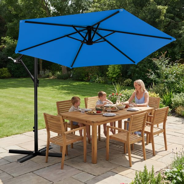 product-fancy-808cb907-06f7-4e0a-8cdb-f438f8d7f396 10-Foot Cantilever Patio Umbrella Featuring an Infinite Tilt Mechanism, Offset Outdoor Umbrella with a Cross Base, Durable Crank Lift Market Umbrella Suitable for Yards, Gardens, And Decks (Weighted Base Sold Separately)