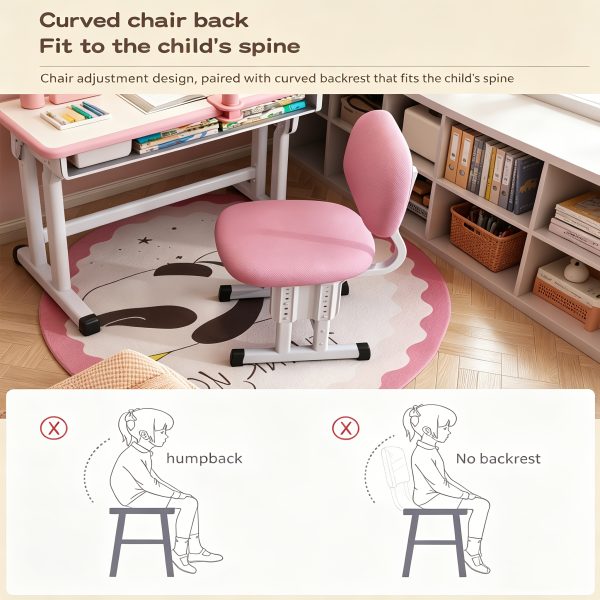 product-fancy-80b91be2-b2d2-4dac-82a2-76edf3793815 Adjustable Kids Study Desk & Chair Set, Ergonomic Curved Back Spine Protection, Height Adjustable, Wipeable Desktop, Detachable Reading Stand, Eye-Caring LED Lamp, Multiple Colors, Ideal For 3-18 Years Old Kids Home School Study & Daily Use