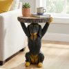 product-fancy-80e4648b-363c-4345-816c-fab6b6d6b397 22.17"H Black Dog Side Table Pedestal End Table Stool, MGO Dog Statue Hand Painted Sculpture for Home, Office, Living Room & Outdoor Decor