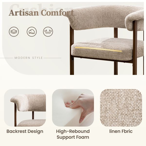 product-fancy-81274d81-4082-4cf1-8584-89628f01f219 KERDOM 26'' Tall Bar Stools, Upholstered in Linen Fabric with Backrest And Footrest, Spacious Cushion Seat for Kitchen Islands, Dining High Chair for Restaurant Counters, Curved Back Support