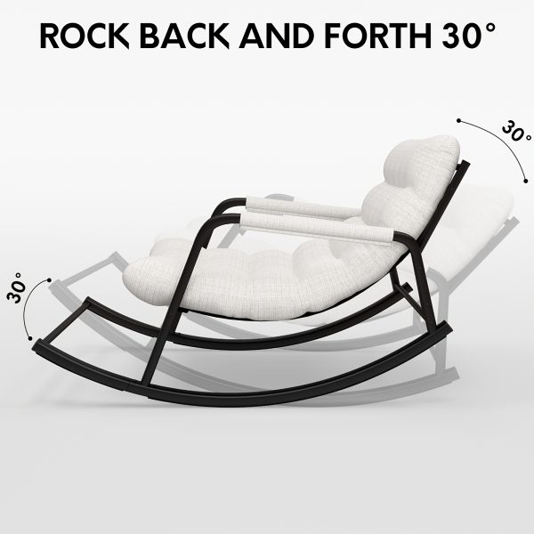 product-fancy-8147b53b-f30b-42b9-a01b-85fa16c24531 Outdoor & Indoor Oversized Rocking Chairs, Modern Metal Lounge Rocking Chair with Thick Cushions, High Back Rocker Chair for Living Room, Patio, Porch, Garden, Backyard