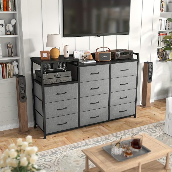 product-fancy-814bd42d-3562-40ef-8e6f-4891394500aa Dresser, Dresser for Bedroom with 11 Drawers, Long Dresser TV Stand with Shelves, Wide Dressers & Chests of Drawers, Large Dresser for Bedroom Dresser with Sturdy Metal Frame & Wood Top, Grey