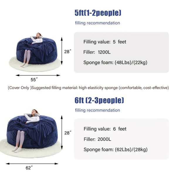 product-fancy-8162533f-a35e-4f3e-9fb8-fa4f06fbb6b7 Enormous 6' Memory Foam Furniture Bean Bag (3 Gifts: U-Shaped Pillow, Blanket Pillow, 6-Foot Rug) - Big Sofa with Soft Microfiber Cover