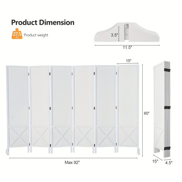 Bonnlo & MDF Freestanding Pegboard Room Divider - Folding Privacy Screen with Wood Panel Partition, Lightweight Space Separator Suitable for, Office, Events, Retail Display