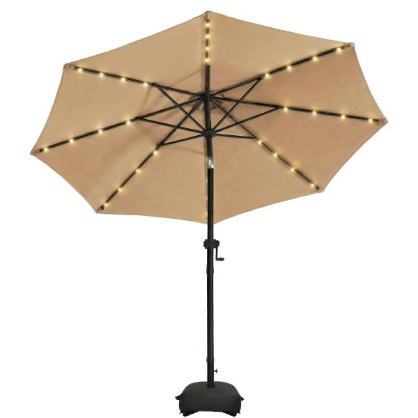 product-fancy-816ad48d-4788-4cdc-a165-dcfd9a0244fd Solar 9ft Market Umbrella with Base, Deluxe 32 LED Lighted Patio Umbrella, Patio Umbrellas Outdoor Table Umbrella with Ventilation, Solar Umbrella with Push Button Tilt/Crank for Garden, Deck, Backyard, And Pool
