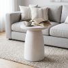 product-fancy-81741bd4-8ecb-4d14-87a8-08581c944b1f 21.8" Round Stool Magnesium Oxide Side Table, Grey Or Speckled White End Table - Modern Accent Table for Living Room, Bedroom, Balcony - Plant Stand, Nightstand