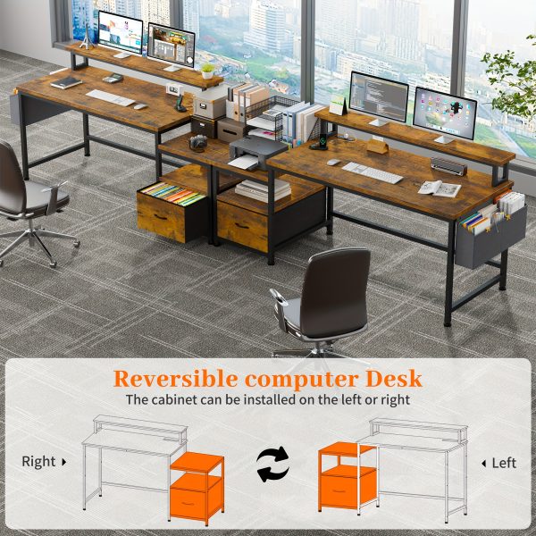product-fancy-81c4ffb6-28bc-409f-ae90-06e5e13c090b Enhomee 57" Computer Desk with Drawers And Printer Space, Office Desk with Power Outlets, Home Office Desks with File Drawers Cabinet, Study Writing And Gaming Desk with Shelves Monitor Stand