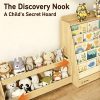 product-fancy-81c7a5af-8ba7-421d-bfcc-e1d7b678bb99 Triple Combination And Book Storage Organizer With Wheels - 5-tier Bookshelf + Mobile Storage Cart With Hidden Drawers, Space-saving Wooden Storage Cabinet, Suitable For Bedrooms, Playrooms, And Nurseries.