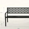 product-fancy-81d1fed0-2dce-498c-a5c5-170471d0a80a 50" Outdoor Bench Metal with Floral Back, Garden Bench Front Porch Bench for Yard Patio Entryway Park Outside, 800lb Capacity
