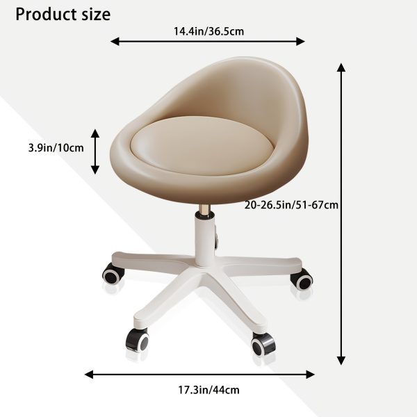 product-fancy-81d8d585-5cfb-49a7-9bc5-5e14d7719401 Adjustable Rolling Stool with Backrest, 360° Swivel Salon Chair with Wheels, Vanity Stool for Spa, Tattoo, Massage, Office, And Makeup Height Adjustable And Comfortable