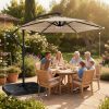 product-fancy-8239bd23-29a9-4377-961e-b0b8b22c49fa 10-Foot Cantilever Patio Umbrella Featuring an Infinite Tilt Mechanism, Offset Outdoor Umbrella with a Cross Base, Durable Crank Lift Market Umbrella Suitable for Yards, Gardens, And Decks (Weighted Base Sold Separately)