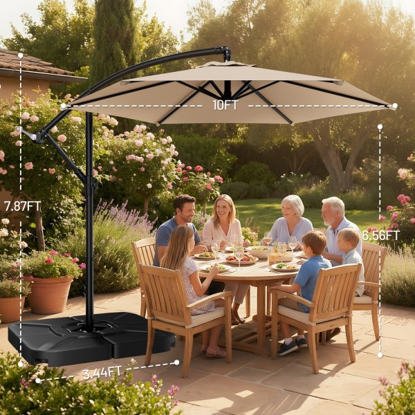 product-fancy-8239bd23-29a9-4377-961e-b0b8b22c49fa 10-Foot Cantilever Patio Umbrella Featuring an Infinite Tilt Mechanism, Offset Outdoor Umbrella with a Cross Base, Durable Crank Lift Market Umbrella Suitable for Yards, Gardens, And Decks (Weighted Base Sold Separately)