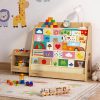 product-fancy-8239f871-2ffa-452d-bd7b-ab6fd35ee64f Triple Combination And Book Storage Organizer With Wheels - 5-tier Bookshelf + Mobile Storage Cart With Hidden Drawers, Space-saving Wooden Storage Cabinet, Suitable For Bedrooms, Playrooms, And Nurseries.