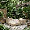 [Modular Sofa Bed] 107.8 Inch Corduroy Modular Sofa Bed - Convertible King Bed Suitable for Patio, Balcony & Beach House, No Assembly Required Outdoor Couch with Foam Frame, High-Density Foam Cushioning, Luxury for -Weather Living Room Furniture