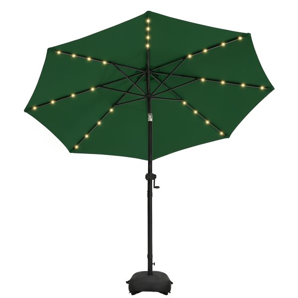 product-fancy-8251b4ca-0dad-44db-a748-e87820dfebe0 Solar 9ft Market Umbrella with Base, Deluxe 32 LED Lighted Patio Umbrella, Patio Umbrellas Outdoor Table Umbrella with Ventilation, Solar Umbrella with Push Button Tilt/Crank for Garden, Deck, Backyard, And Pool