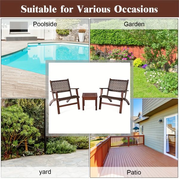 product-fancy-826eb25f-a0e6-4d5f-aae5-91b15e271a67 3pcs Outdoor Patio Rattan Furniture Set Solid Wood Frame Chair Coffee Table
