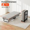 Twin Size Folding Bed with 3" Memory Foam Mattress, Foldable Roll Away Guest Bed for Adults, Sturdy Metal Platform Bed with Wheels, Space-Saving Design for Easy Storage, Portable Bed for Bedroom, Office & Apartments, 75''x31''