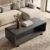 product-fancy-82763804-3c2d-4782-b57b-a6d596aa5452 Wooden Coffee Table with Storage Shelf, Modern 2-Tier Rectangular Minimalist Center Table, Curved Profile Design for Living Room, Office