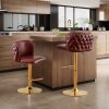 product-fancy-82796b15-58fb-4b7b-aa12-409dcfad02ed Set Of 2 Modern Swivel Bar Stools, Adjustable Height Counter Height Stools with Tufted Button Back & Nailhead Trim, Luxury Barstools with Golden Metal Base for Kitchen Island & Home Bar