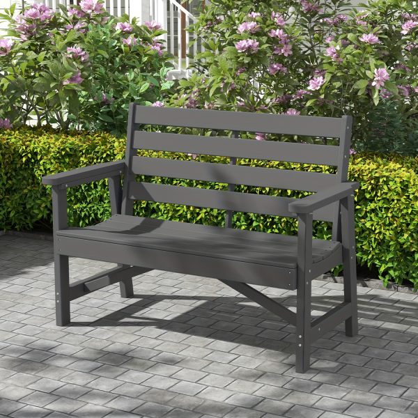product-fancy-827d075e-a242-4f75-88f5-d8c7df5873e7 51.5' Outdoor Bench Heavy Duty HDPE Garden Bench for Patio, Park, Porch & Backyard Comfortable 2-Person Seating Rust-Free & All Weather Resistant