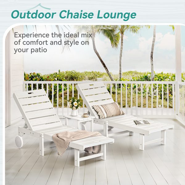 product-fancy-8280a59b-ad7a-420c-b4d9-f632330891a5 Chaise Lounge Chair Outdoor, HDPS Material, Outdoor Pool Lounge Chairs with 5-Position Backrest, Patio Lounge Chair with Wheels for Outside, Poolside, Beach