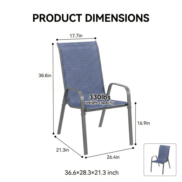 product-fancy-82863009-863e-433e-b16f-744436776c7a 8/6pcs Patio Chairs, All Weather Textilene Fabric & Metal Frame, W/Armrests, Strenthened Iron Spacers, 330 LBS, Outdoor Chairs Set For Backyard, Poolside, Garden