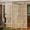 product-fancy-829b2efc-6bd6-47d0-8144-58d30ba0b55b 6 Or 4 Panel Wood Screen Room Divider, Farmhouse Style Carved Boho Wall Dividers Folding Screens, Freestanding Hollow Partition Privacy Screen for Home Office Bedroom Studio Apartment, Natural