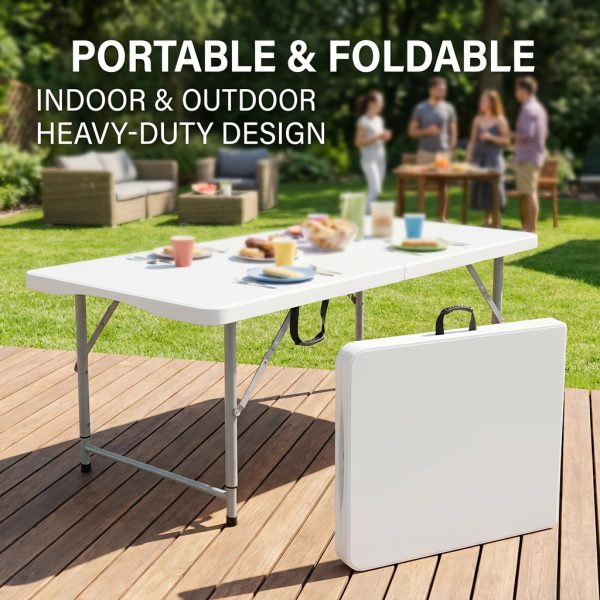 product-fancy-829fbfac-296a-4e7a-8fae-e675e9ed6f7d 6FT Folding Table, 6 Foot Folding Table Heavy Duty, Portable Plastic Folding Table with Handle, Fold in Half Table for Indoor Outdoor Use, Fold Up Table for Camping Dining Party Picnic Events