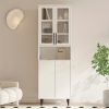 71" Storage Cabinet with Drawers, 6-Tier Bookshelf with Doors and Shelves, Large Display Cabinet Set for Home, Office (Black/White)