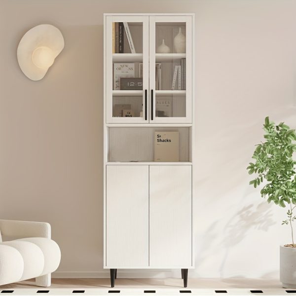 71" Storage Cabinet with Drawers, 6-Tier Bookshelf with Doors and Shelves, Large Display Cabinet Set for Home, Office (Black/White)