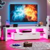 product-fancy-82b5a35a-8273-400f-969b-53a7112a94d3 71" High Gloss LED TV Stand for 55/65/75/80 Inch TVs, Gaming Entertainment Center with Cabinet for PS5, Modern Media Console TV Stand with LED Lights, Wood Television Stand with Storage for Living Room, Game Room, Bedroom, White/Black