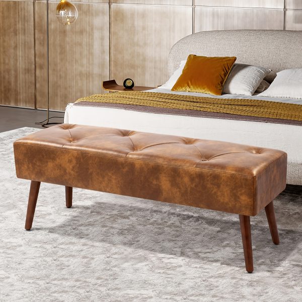 product-fancy-82c2cf7d-b130-44ad-ac4f-5c6202ca9470 44-inch Brown Pu Bench, Bedroom Bench, Living Room Shoe Bench, Suitable for Multiple Scenes, Multiple Colors Available