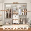 product-fancy-82fe7980-ad13-4f4e-92e4-7885ec739e33 Closet System with Drawer - 8ft Wood Closet Organizer System with 3 Hanging Rods And Shelving Tower, 96" Walk In Closet Organizer Wardrobe, Heavy Duty Garment Rack Clothes Rack