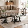 product-fancy-830dfcec-cea1-4680-85bf-ff71421c9aa7 3pcs Round Glass Coffee Table Set, Tempered Glass Top with Black Metal Frame, Modern Living Room Furniture Set with 1 Coffee Table & 2 End Tables for Apartment Small Spaces
