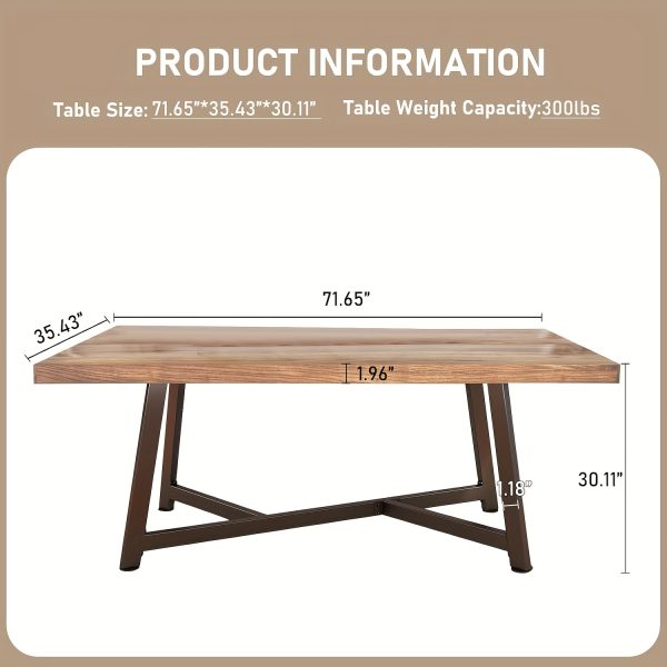 product-fancy-8353f6a1-b8aa-4d3e-8d1c-09a02286eba3 Brown Color Dining Table Set, 72" Long, Large 6-8 Seater Dining Table, Heavy Duty 300Lbs Load, Waterproof Scratch-Resistant Top, for Gathering Conference, Big Family Dinners, Parties