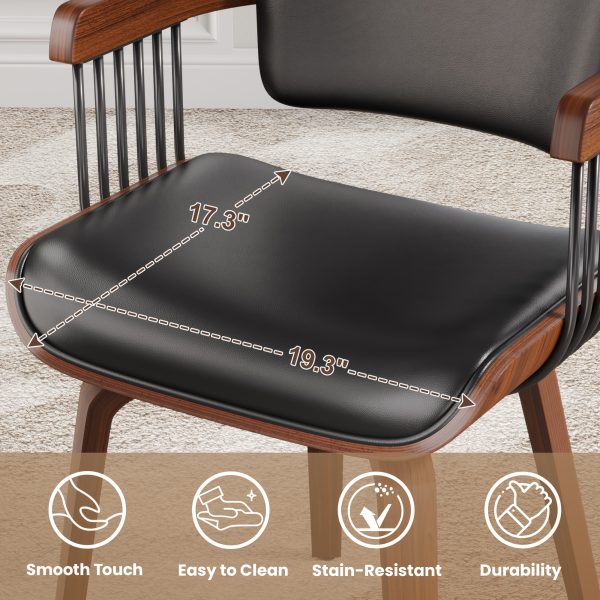 product-fancy-840520bd-4711-4ba3-8def-3d57c91e3ca1 Two Ergonomic Wooden Dining Chairs, Curved Bentwood Backrest And Seat, High-Density Foam Cushion, Modern Semi-Armrest Kitchen Chair