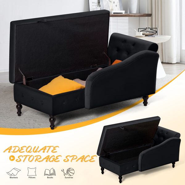 product-fancy-840bff2e-33f8-447f-8289-52b48a73ae55 ACMEASE Fabric Chaise Lounge Featuring Left Armrest & Support Pillow, Button-Tufted Sofa with Storage, Indoor Lounge Chair, Contemporary Velvet Lounge Chair Suitable for Bedroom, Living Room, And Office