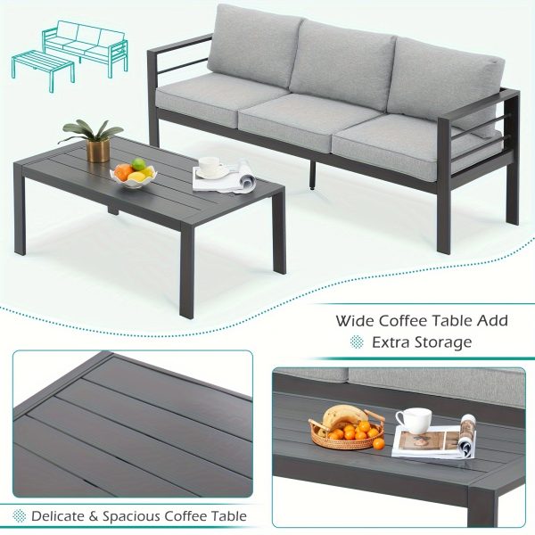 product-fancy-8430d21b-9cec-4379-a80d-cb6a4f5dd380 YODOLLA Aluminum Outdoor Furniture Collection, Contemporary Patio Set Including Coffee Table, 7pcs Conversation Set with Cushions for Balcony, Porch, And Lawn