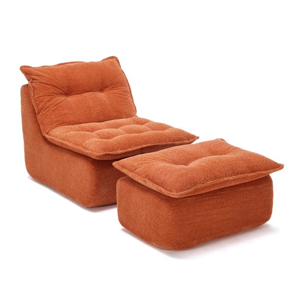 product-fancy-843f567c-6840-4a6d-9808-6d048da2683c MCQ Single Recliner Chair with Footrest - 62.2-inch Foam Floor Lounger, Boneless Modern Bean Bag Sofa Suitable for Bedroom or Living Room, Cloud Bed for, No Assembly Required, Space-Saving