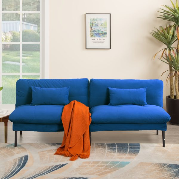 product-fancy-84494dd7-11ef-4ea9-9f12-251e0fe1039a 70" Futon Sofa Bed Convertible Sleeper | Velvet Upholstered Modern Split-Back Sofa with 5 Adjustable Positions, Metal Frame & Tapered Legs, Space-Saving for Home/Office/Guest Room, Easy Conversion