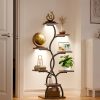 product-fancy-844ae7bc-0c3a-4444-8448-4be300c22172 1pc Bookshelf with LED Lights- 8 Tier 123cm Multi-functional Metal Display Shelf Corner for Books Magazines Photo Frames, Vases, 48.7" Vine-shaped Storage Shelf for Living Room, Study, Stairway, Bedroom, Good Choice for Gifts Home