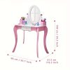 product-fancy-848c187c-3105-4088-a32a-1b9dbfd58b1c Kids Vanity Set - Princess Deluxe Vanity Table Set 2-in-1 Wooden Writing Desk & Stool, Mirror & Drawer, Perfect for Kids' Pretend Play, Developing Creativity And Fine Motor Skills, Durable Construction, Easy to Assemble, Best for Girls Christmas Gift